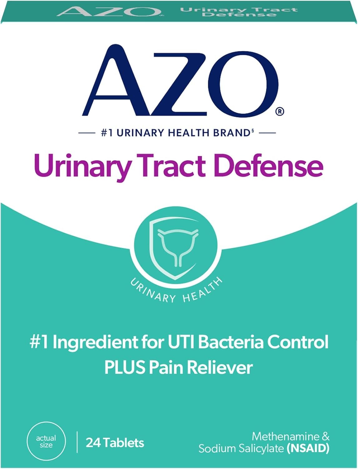 AZO Urinary Tract Defense Antibacterial Protection, Helps Control a UTI Until You Can See a Doctor, from The No. 1 Most Trusted Urinary Health Brand, 24 Count (Pack of 1)