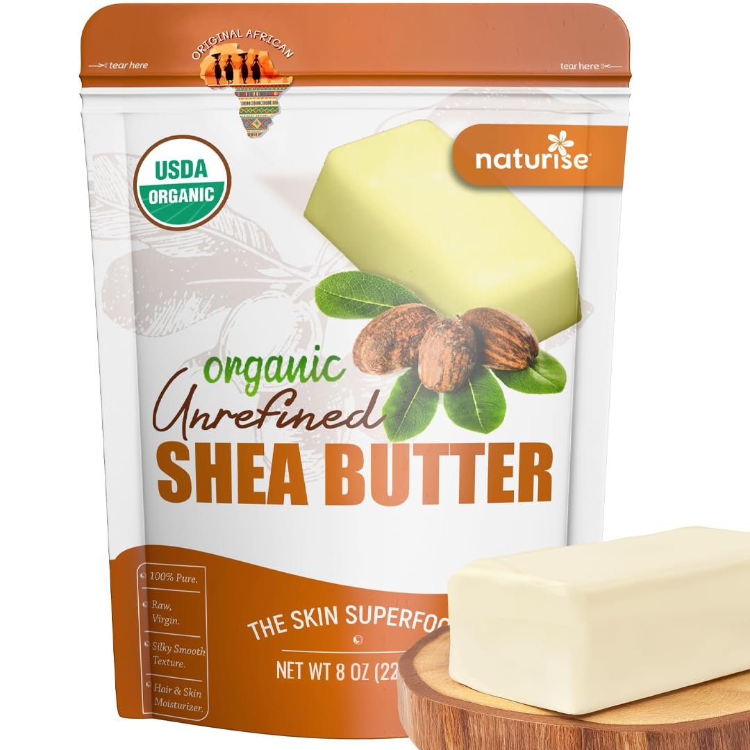 Naturise – African Shea Butter Raw Organic, Pure Shea Butter Raw Organic for Skin and Hair, Shea African Butter Skin Moisturizer, Raw Shea Butter Without Artificial Fillers & GMOs, 8 oz