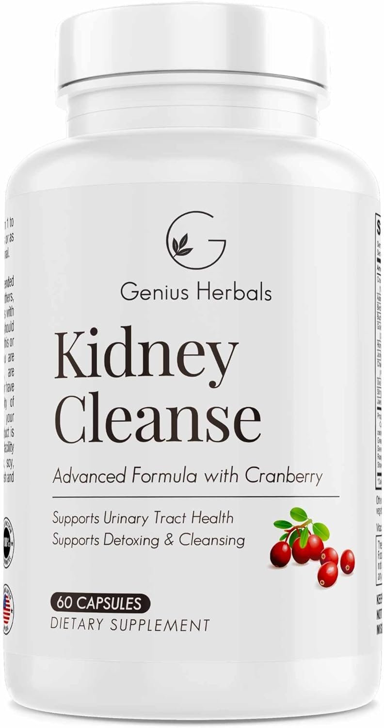 Kidney Cleanse Advanced Formula with Cranberry Extract, Kidney, Urinary Tract & Bladder Detox and Cleanse – 60 Capsules