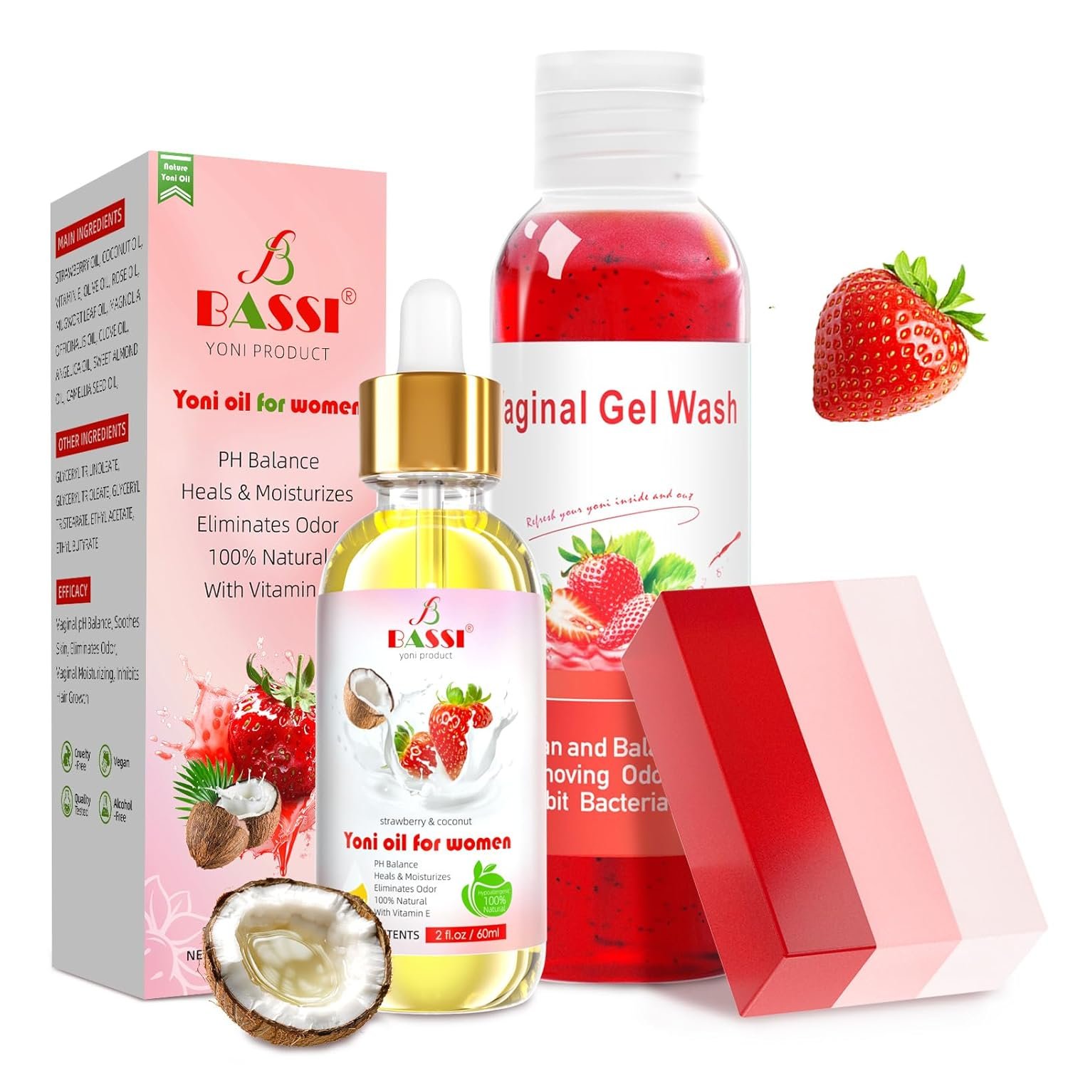 Feminine Wash & Yoni Oil & Yoni Soap Set for Women, Yoni Wash for Vaginal Ph Balance Remove Odor, 1 Fl.Oz Moisturizing Feminine Oil & 5.07 Fl.Oz Body Wash & 3.53 Oz Soap Bar