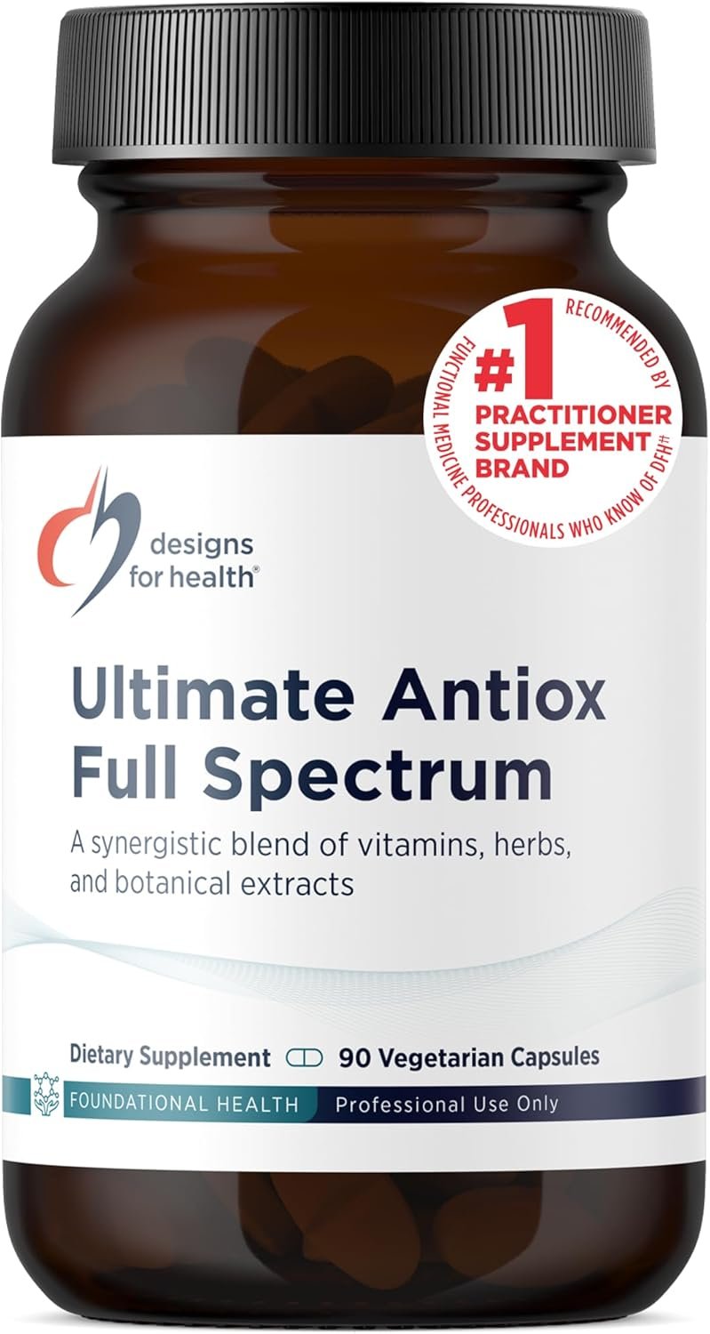 Designs for Health Ultimate Antiox Full Spectrum – Antioxidant Supplement with Resveratrol, Acerola, Lutein, Curcumin C3, Quercetin + More (90 Capsules)