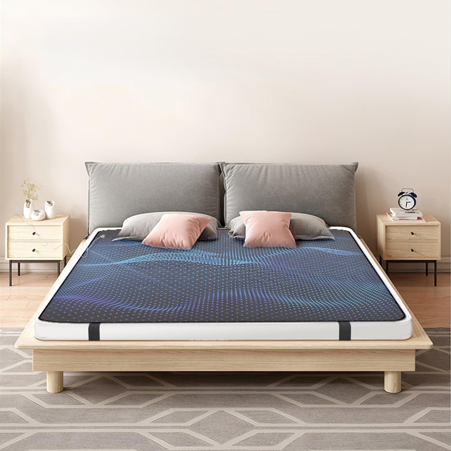 Grounding Mat for Pain Relief, Birthday for Women Men Mom Dad Elderly, Carbon Leatherette Earth Therapy mat for Bed, Grounding Mat for Better Sleep, 54″x71″
