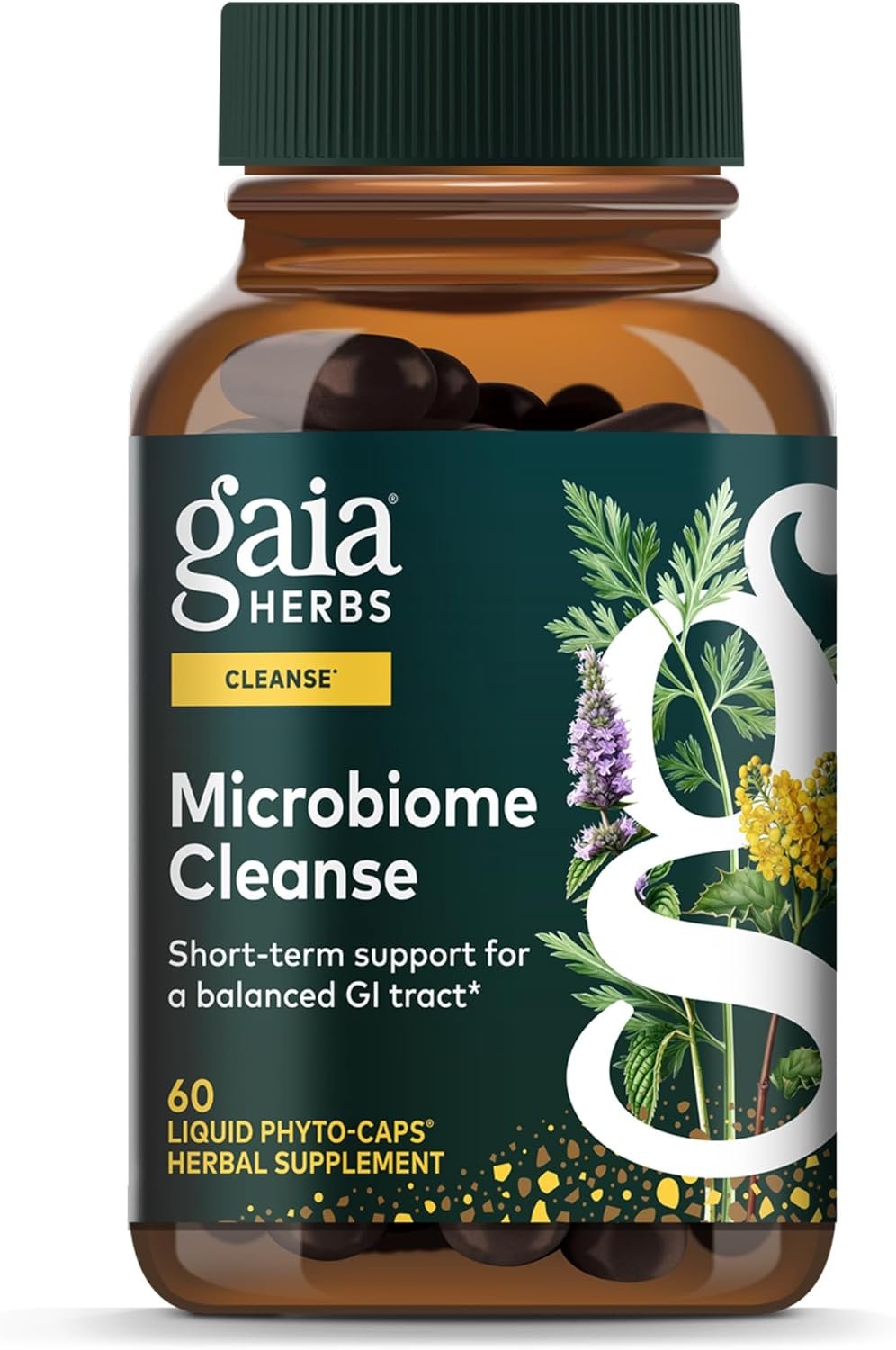Gaia Herbs Microbiome Cleanse – with Black Walnut, Sweet Wormwood, Oregano & Peppermint – Support for a Balanced GI Tract & Digestive Health* – 60 Vegan Liquid Phyto-Capsules (60 Servings)