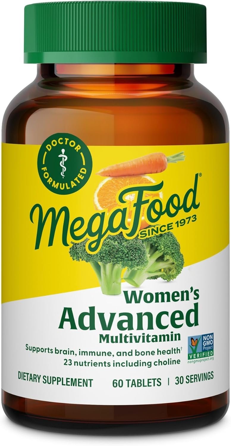 MegaFood Women’s Advanced Multivitamin for Women – Doctor-Formulated With Iron, Choline, Vitamin D, Vitamin C & Zinc – Brain Health – Immune Support – Non-GMO – Vegetarian – 60 Tabs (30 Servings)