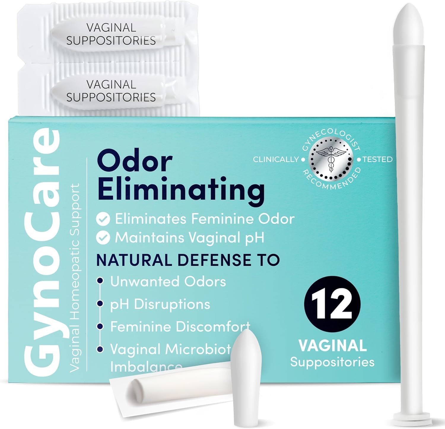 pH Balance for Women | Vaginal Odor Eliminating Suppositories | Boric Acid Suppositories For Women | Homeopathic Support for Feminine Odor & Vaginal Microbiota Imbalance | 12 Vaginal Suppositories