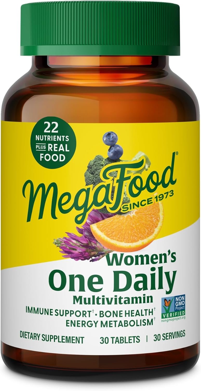 MegaFood Womens Multivitamin One Daily – Multivitamin for Women – Vitamin C, Vitamin D, Iron & B Vitamins – Bone, Energy Metabolism & Immune Support – Vegetarian, GlutenFree – 30 Tablets, 30 Servings