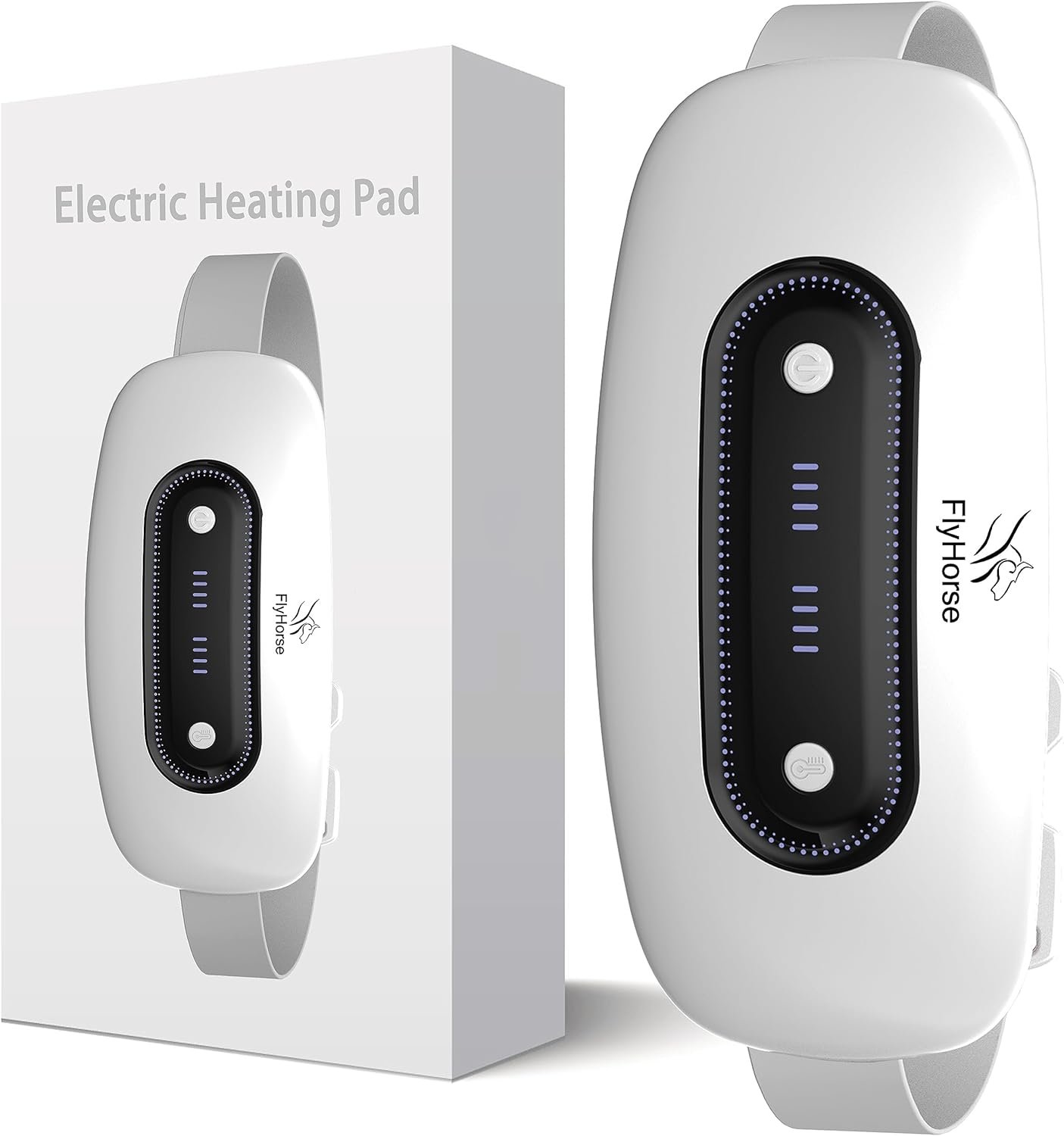 Electric Heating Pad,Portable Cordless Menstrual Heating Pad with 4 Heat Levels and 4 Massage Modes, Heating Pad for Cramps,Back Pain Relief (White)
