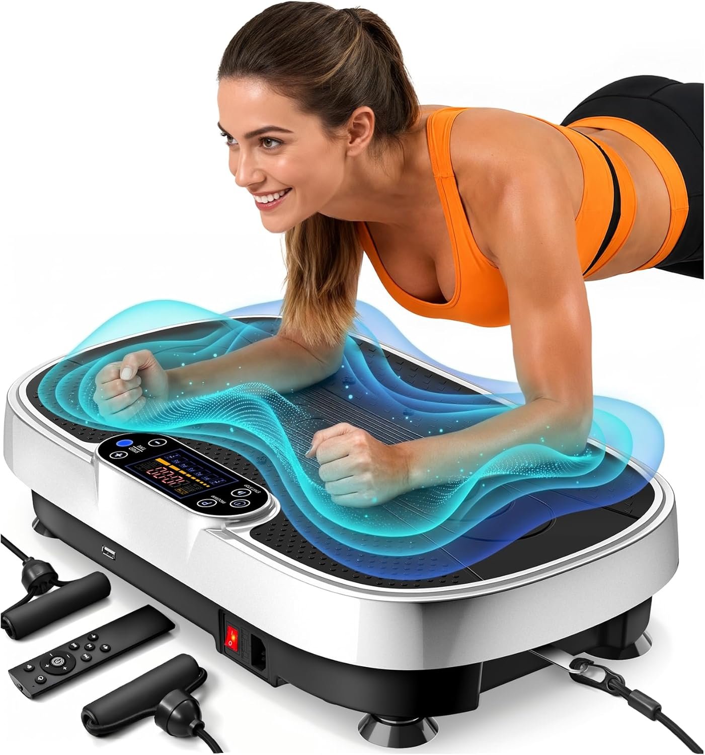 Vibration Plate Exercise Machine for Lymphatic Drainage and Muscle Recovery, 455 Lbs Capacity Whole Body Vibrating Platform with Bluetooth Audio and LED Screen, Fat Burning Shaker for Home Gym