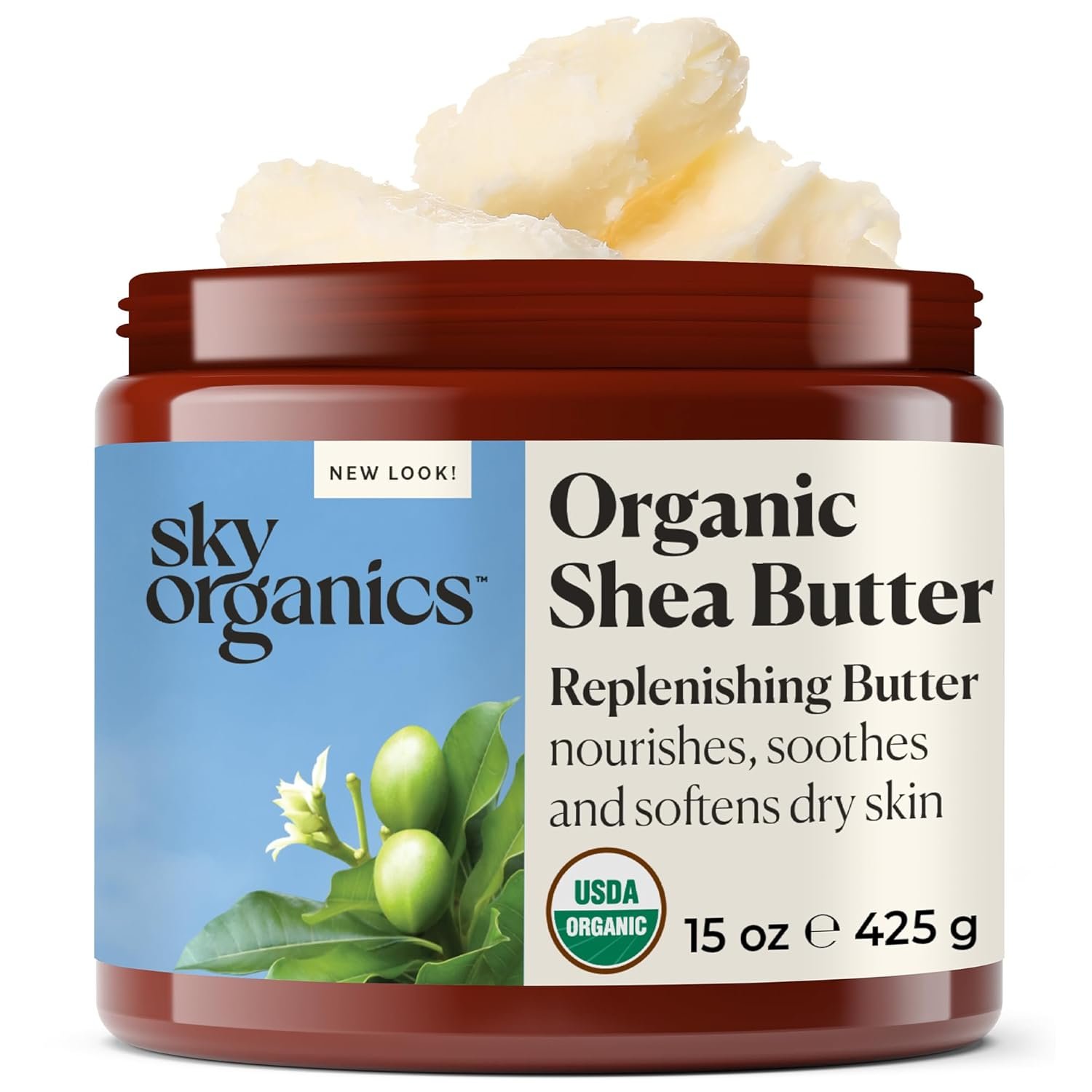 Sky Organics – Organic Shea Butter, 15 oz – Nourishes, Soothes, and Softens Dry Skin – Raw & Unrefined – Essential Fatty Acids & Antioxidants – Natural, Vegan & Cruelty Free – Skin Care & Self Care
