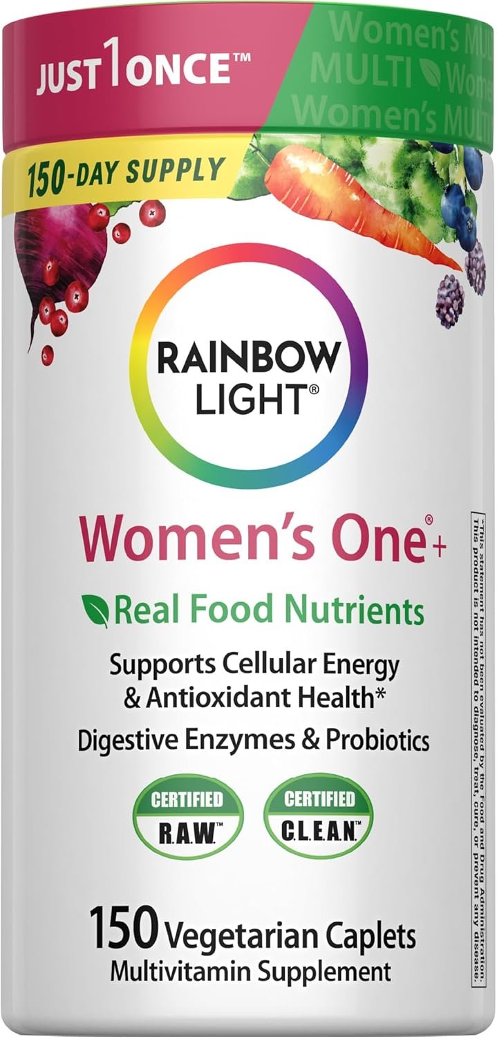 Rainbow Light Womens One High-Potency Daily Multivitamin, Womens Multivitamin Provides High-Potency Immune Support, With Vitamin C, Biotin and Ashwagandha, Vegetarian, 150 Count