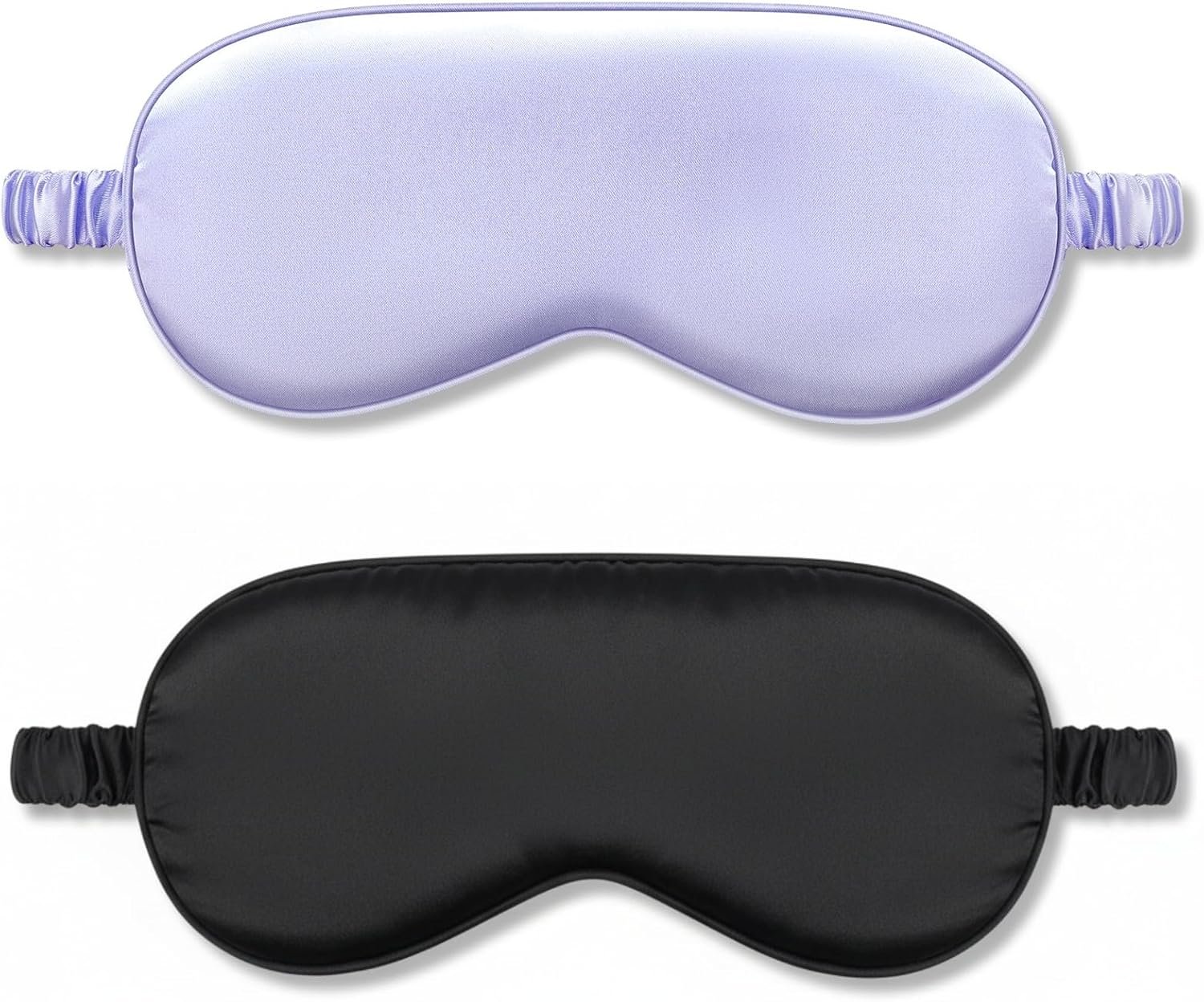 2Pack Silk Sleep Mask,IEKEODI Eye Mask for Sleeping，Elastic Blackout Eye Mask & Blindfold for Full Night’s Sleep,Travel and Nap(Black+Purple)