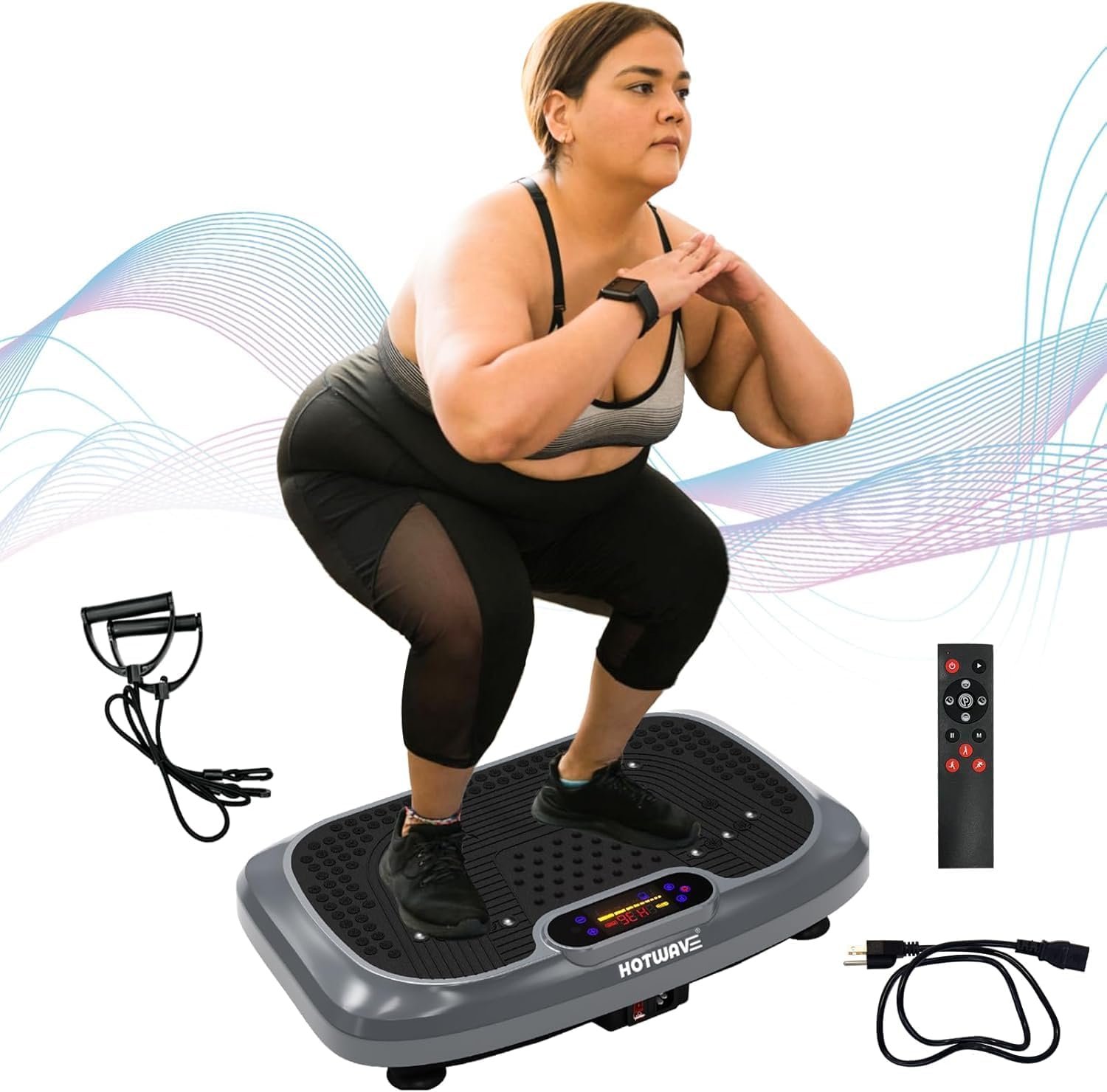 HOTWAVE Vibration Plate Exercise Machine for Lymphatic Drainage, Power Vibrating Plates Platform for Weight Loss – Whole Body Shaker Vibration Plate Machine Home Gym Shaping Fitness Workout