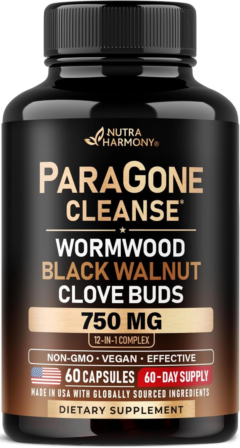 Wormwood, Black Walnut, Clove & Astragalus – ParaGone for Cleanse, Detox, Intestinal & Gut Flora Support – 12 in 1 Complex for Men & Women – NON-GMO, Vegan – Lab Tested – 60 Capsules for 2 Months