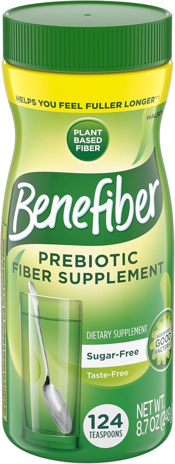 Benefiber Daily Prebiotic Fiber Supplement Powder for Digestive Health, Unflavored -124 Teaspoons (8.7 Ounces)