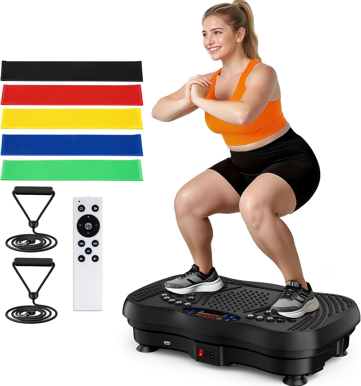 Vibration Plate Exercise Machine, 130 Levels Full Body Workout Vibrating Plate for Lymphatic Drainage Weight Loss, 450 Lbs Capacity Shake Platform with Bluetooth for Women Men