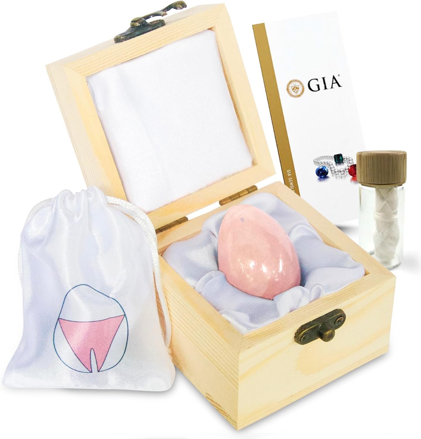 Sacred Weapon GIA Certified Rose Quartz Kegel Egg — Pelvic Floor Exerciser for Women | Menopause, Postpartum & Prolapse Support | Natural Crystal Yoni Egg with String & Guide
