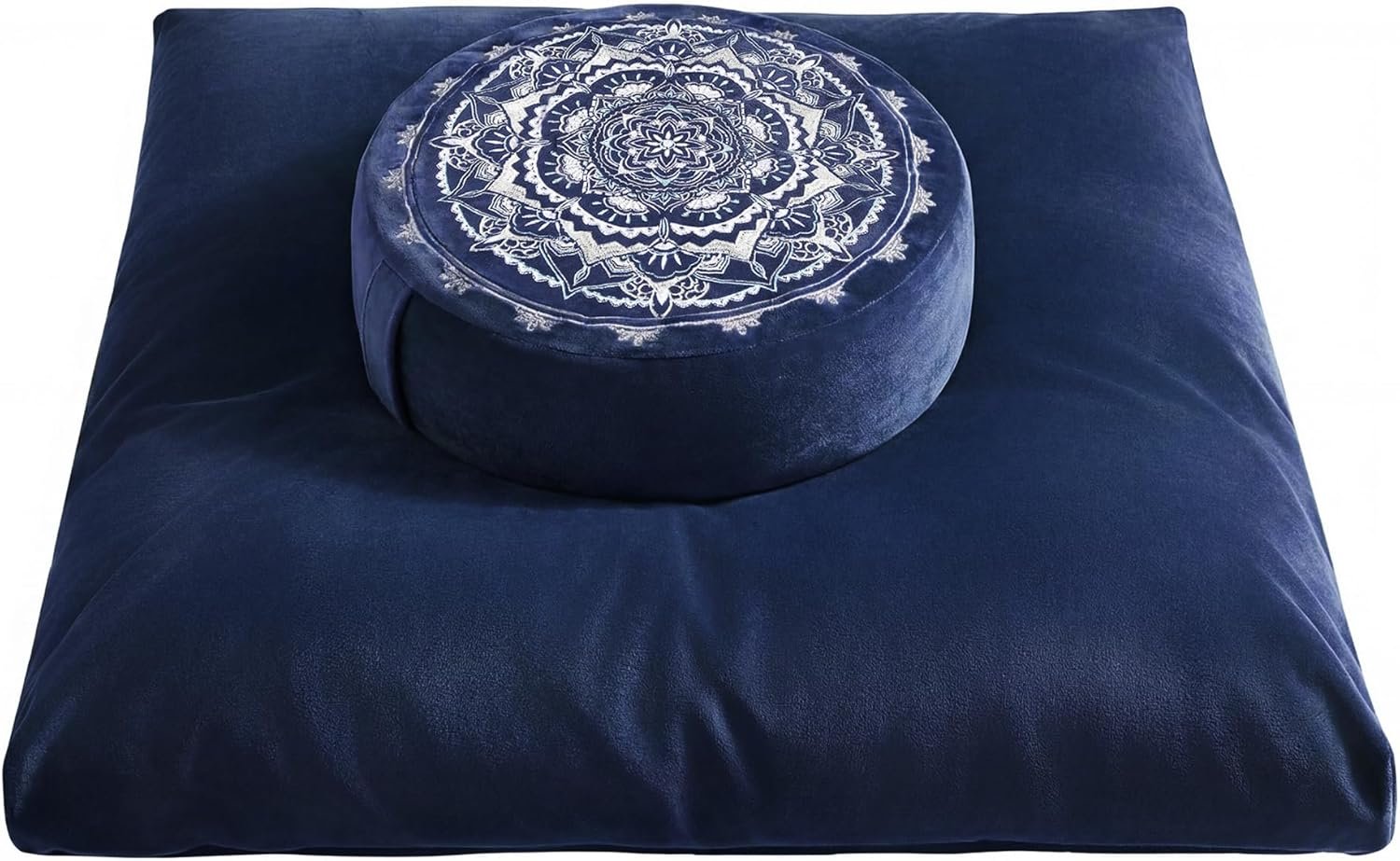 Ultimate Meditation Cushion Set – 2-in-1 Zafu & Zabuton, Buckwheat & Memory Foam, Velvet Cover for Yoga & Mindfulness (Dark Blue)