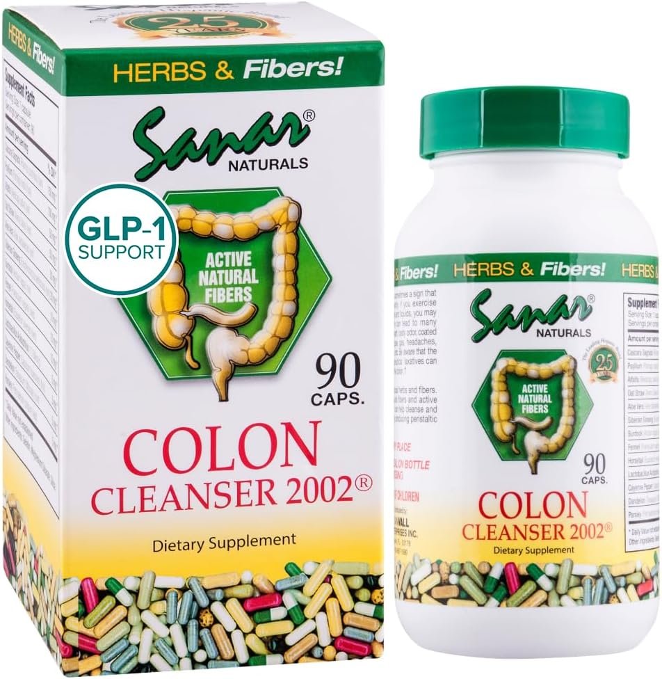 Sanar Naturals Colon Cleanser | GLP-1 Support | Weight Management Detox for Women & Men | Digestive Gut Health Cleanse Fiber Supplement with Psyllium Husk Powder & Probiotics | Non-GMO, 90 Capsules