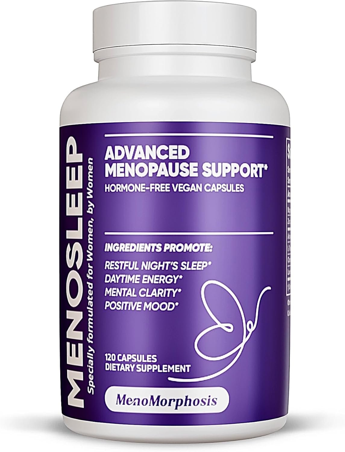 Meno Sleep Menopause Support Supplement: Clinically Proven Ingredients Improve Energy, Mood & Mental Clarity. Magnesium Glycinate, L-Theanine, Ashwagandha, Made in USA, Vegan, Hormone Free 120 Ct