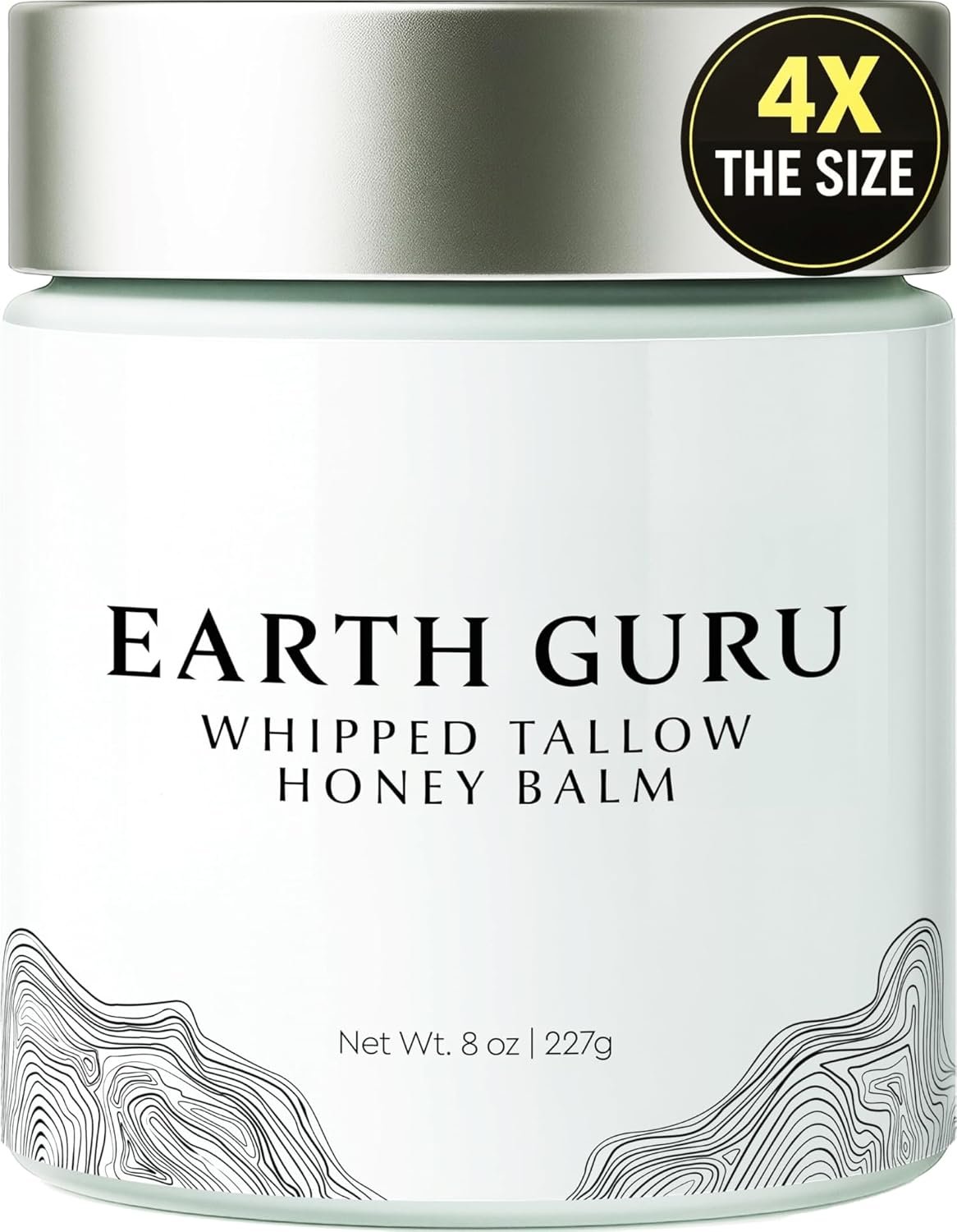 Earth Guru XL 8 OZ Whipped Beef Tallow for Skin,100% Natural Beef Tallow and Honey Balm, Face Moisturizer & Body Lotion Cream, Grass-Fed & Finished, Sebo De Res Para La Cara, Organic Olive Oil, Manuka