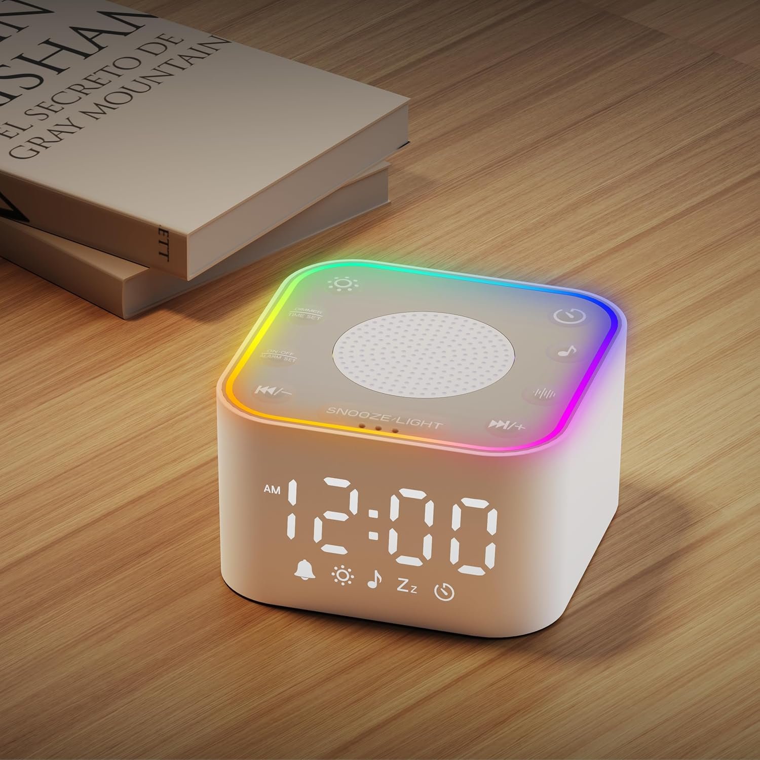 Wkzay White Noise Sound Machine: 30 Non-Looping Sleep Sound Therapy for Adults – Noise Canceling for Bedroom, Adjustable Night Light & Timer, Built-in Alarm Clock
