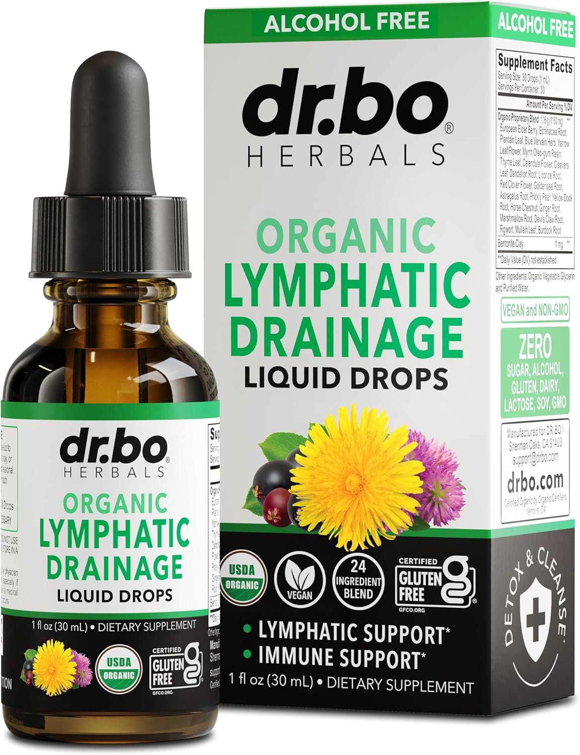 Lymphatic Drainage Supplements Drops – Organic Lymphatic Support Liquid Drops Cleanse with Echinacea, Lymph System Support Supplement, Lymph Node Detox Cleanse System Drainage – 1oz Non-GMO Organics