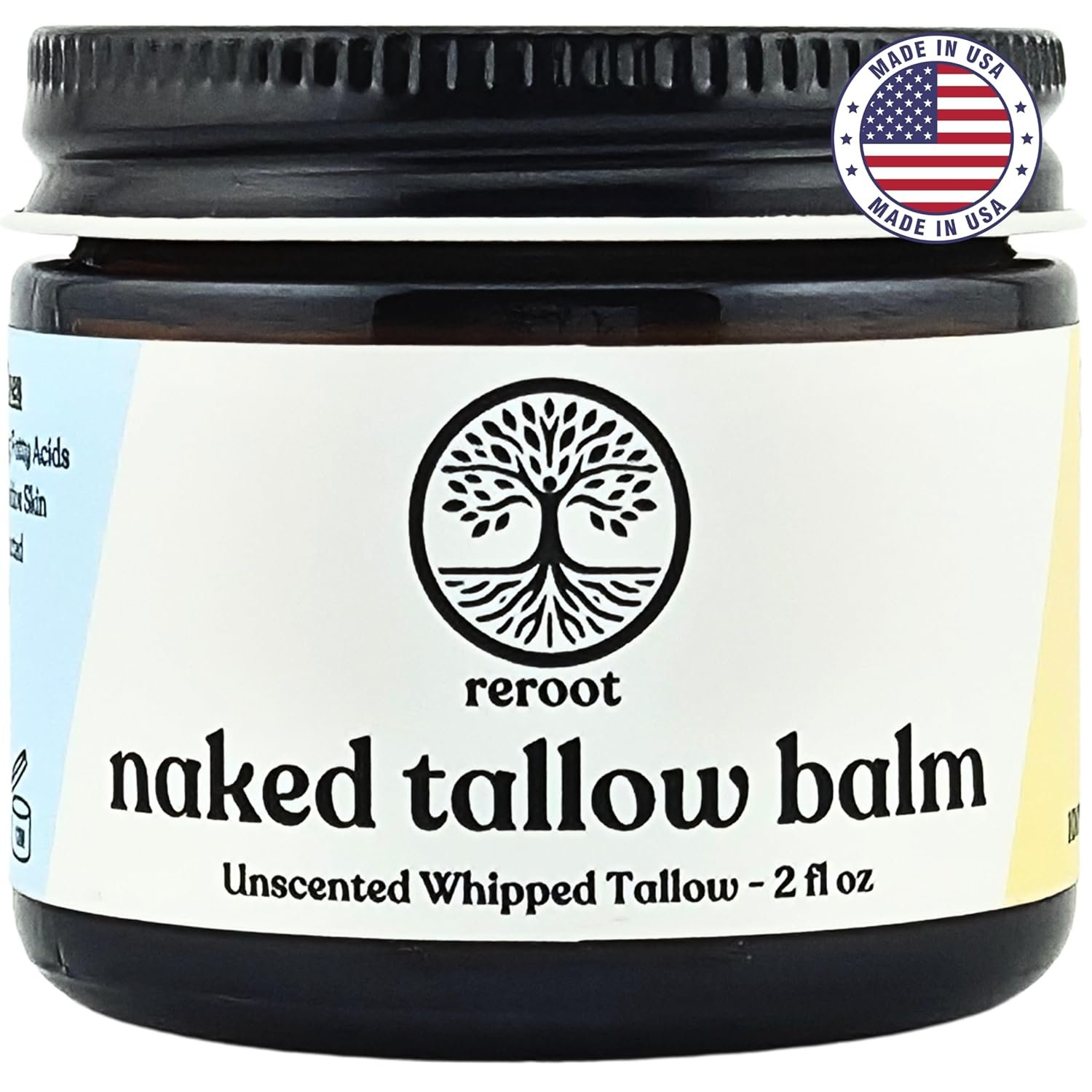 Beef Tallow Balm for Skin | NAKED TALLOW BALM | 1 Ingredient – 100% Grass Fed Grass Finished Tallow | Whole Body & Face Moisturizer | Whipped | Dry Skin, Eczema, Rosacea, (2oz)