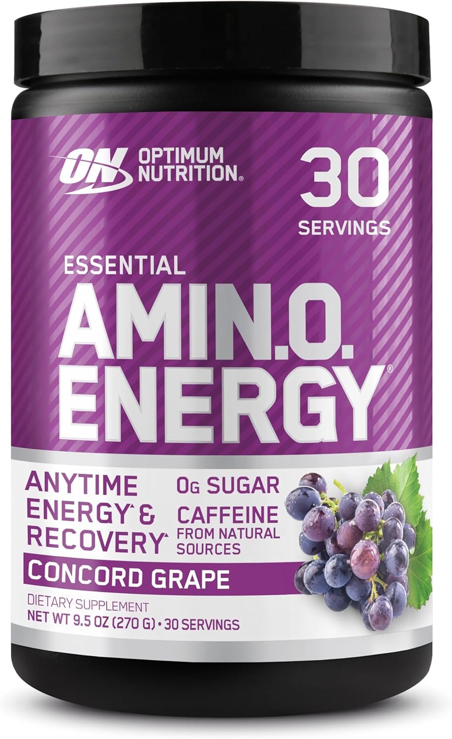 Optimum Nutrition Amino Energy – Pre Workout with Green Tea, BCAA, Amino Acids, Keto Friendly, Green Coffee Extract, Energy Powder – Concord Grape, 30 Servings