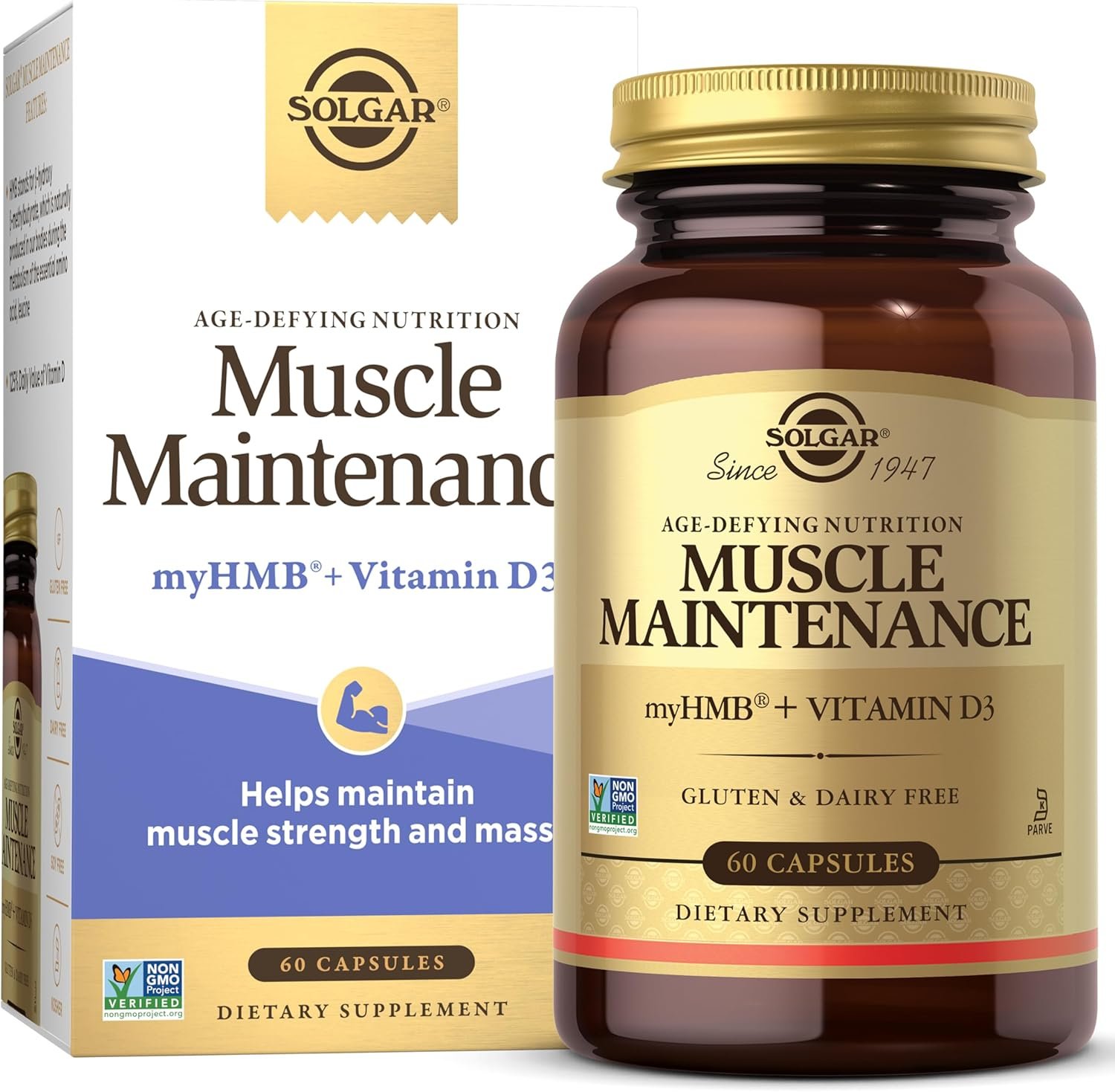 Solgar Muscle Maintenance Vitamin and Mineral Supplement, Support Muscle Mass with HMB and Vitamin D Supplement, Age-Defying Nutrition for Men and Women, Gluten Free, 20 Servings