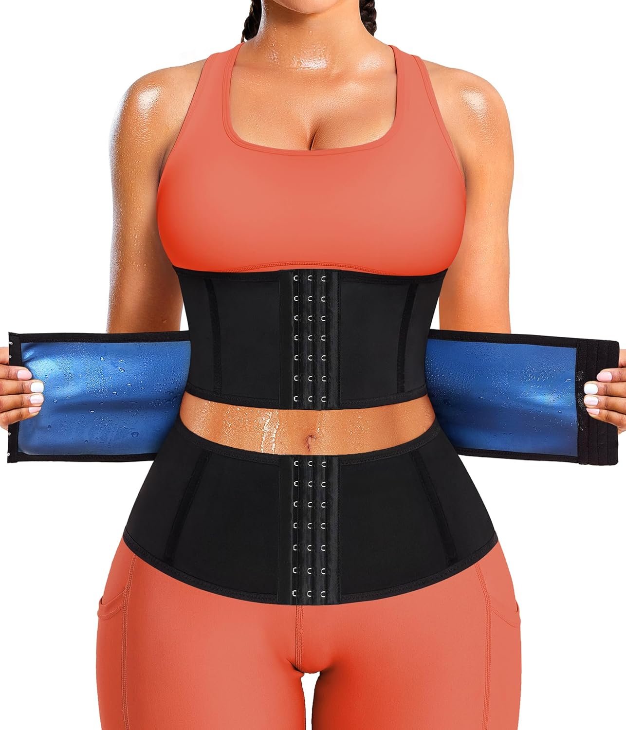 LEINIDINA Waist Trainer for Women Corset Shapewear Segmented Sweat Waist Trimmer for Women Workout Belt