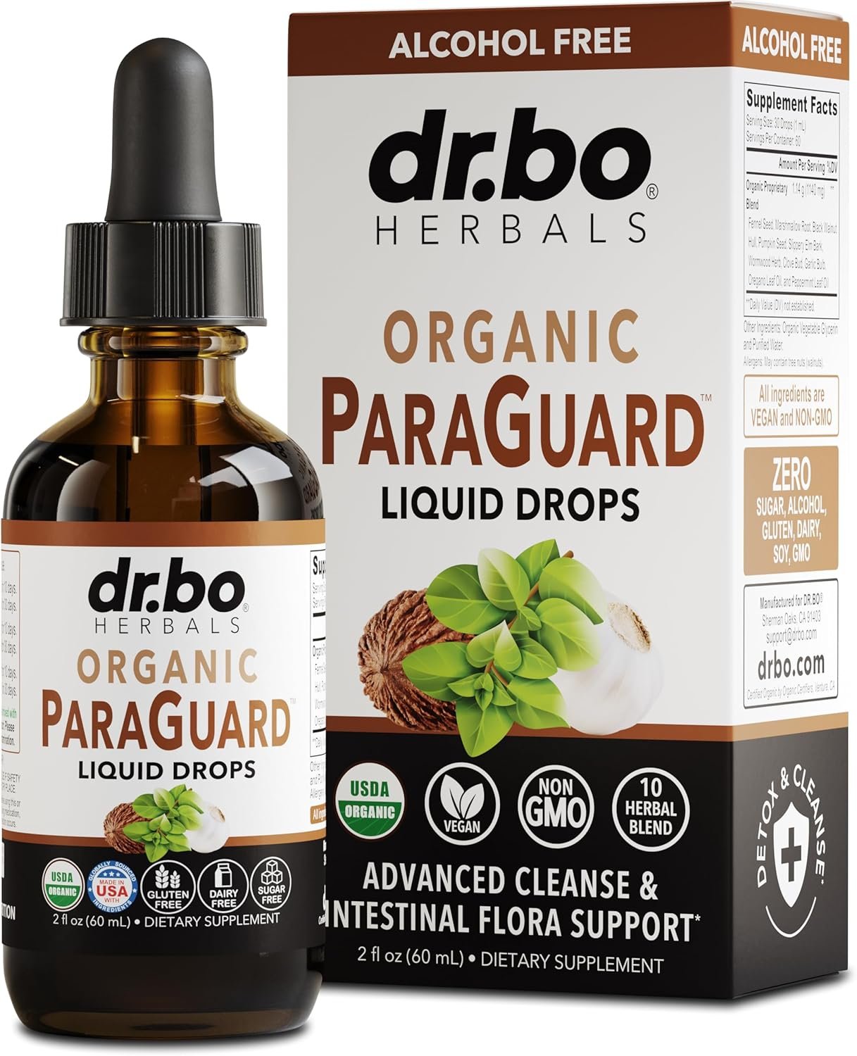 ParaGuard Cleanse Liquid Organic Detox – Organic Intestinal Guard Formula Supplement for Humans with Black Walnut Wormwood Clove & Oregano Tincture – Natural Herbal Intestine Body Gut Cleanser 2 oz