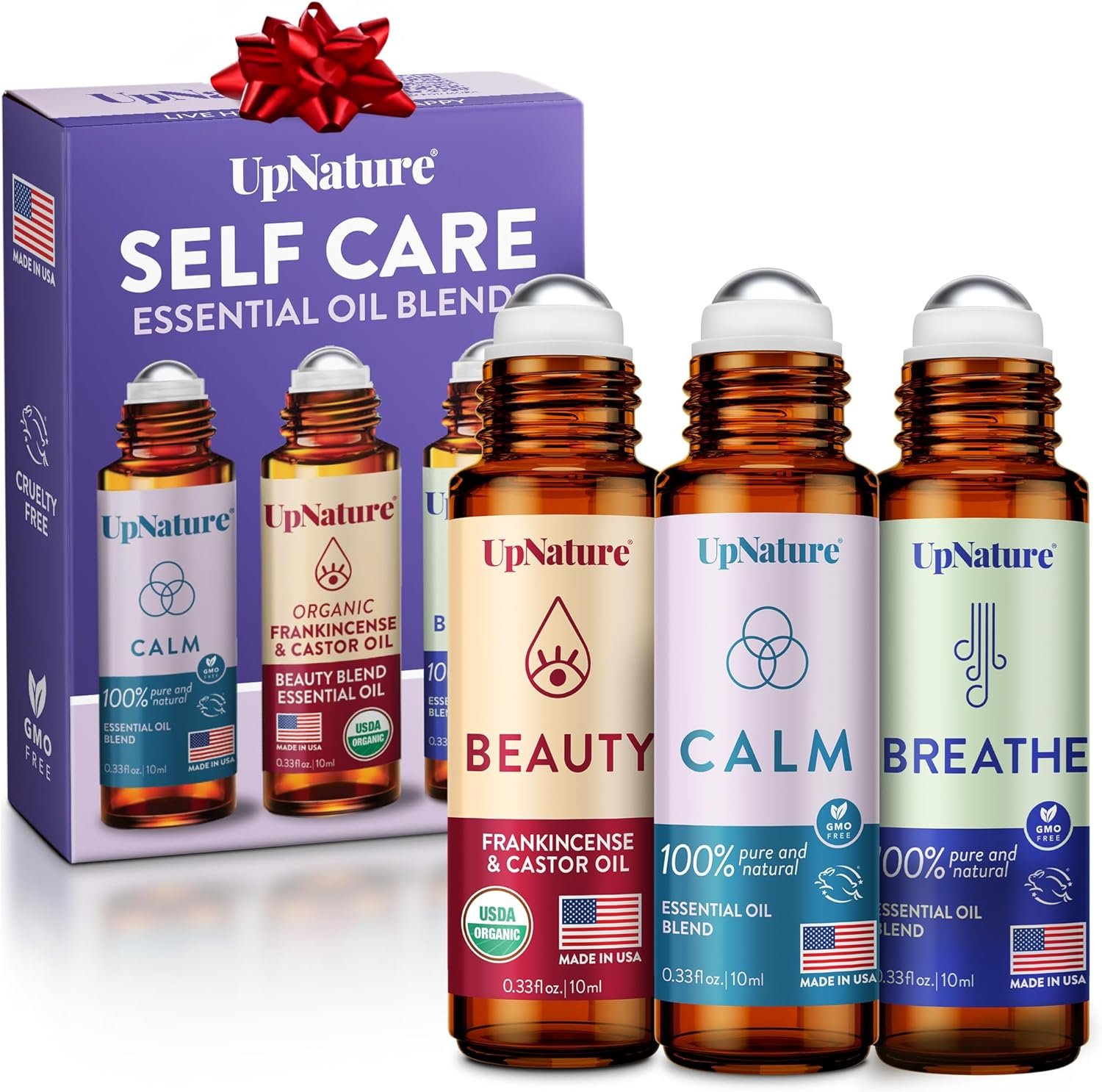 UpNature Self Care Essential Oil Roll On Set (3 Pack) – Gifts for Mom, Relief Relaxation Gifts for Women – Essential Oils Aromatherapy Rollers – Breathe, Beauty & Calm