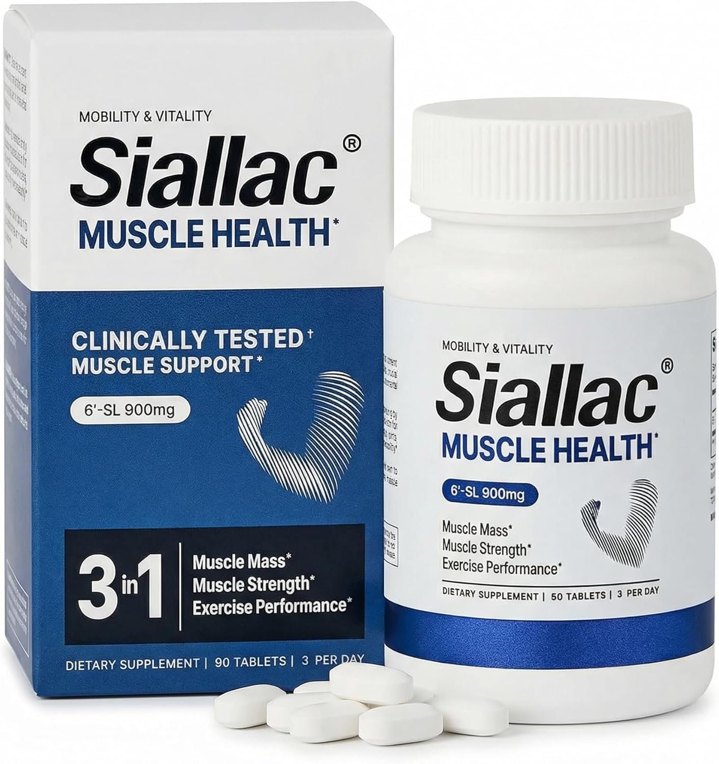 Muscle Health – Made in USA – Enhance Muscle Mass & Strength, Fast Workout Recovery, Reduce Fatigue & Boost Exercise Performance, 6-Sialyllactose (6-SL), 900mg, 90 Tablets (1 Pack)