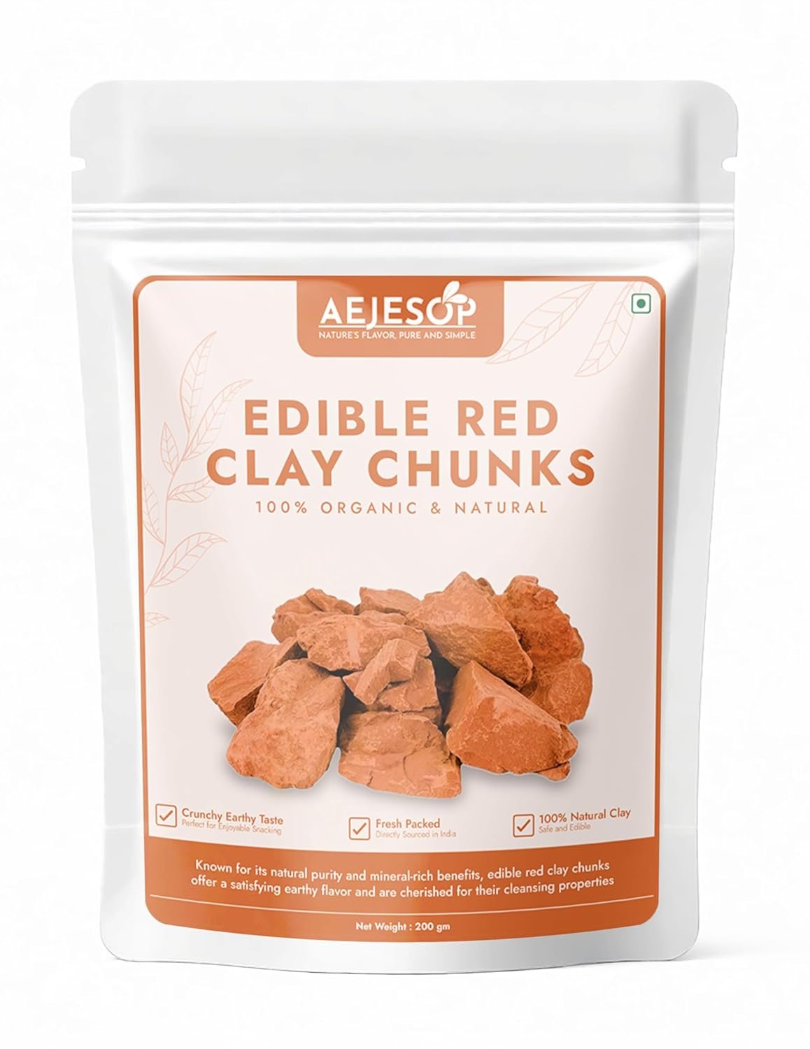 AEJESOP Red Clay, Edible Clay Chunks, Natural Clay, Organic Clay, Clay Mask, Natural Mud Mask – wt. 7 oz (200gm)