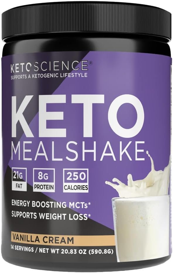 Keto Science Ketogenic Meal Shake Vanilla Dietary Supplement, Keto Protein, Rich in MCTs and Protein, Packed with Collagen, Vitamins and Minerals, Keto and Paleo Friendly, Weight Loss, (14 servings), 20.83Oz