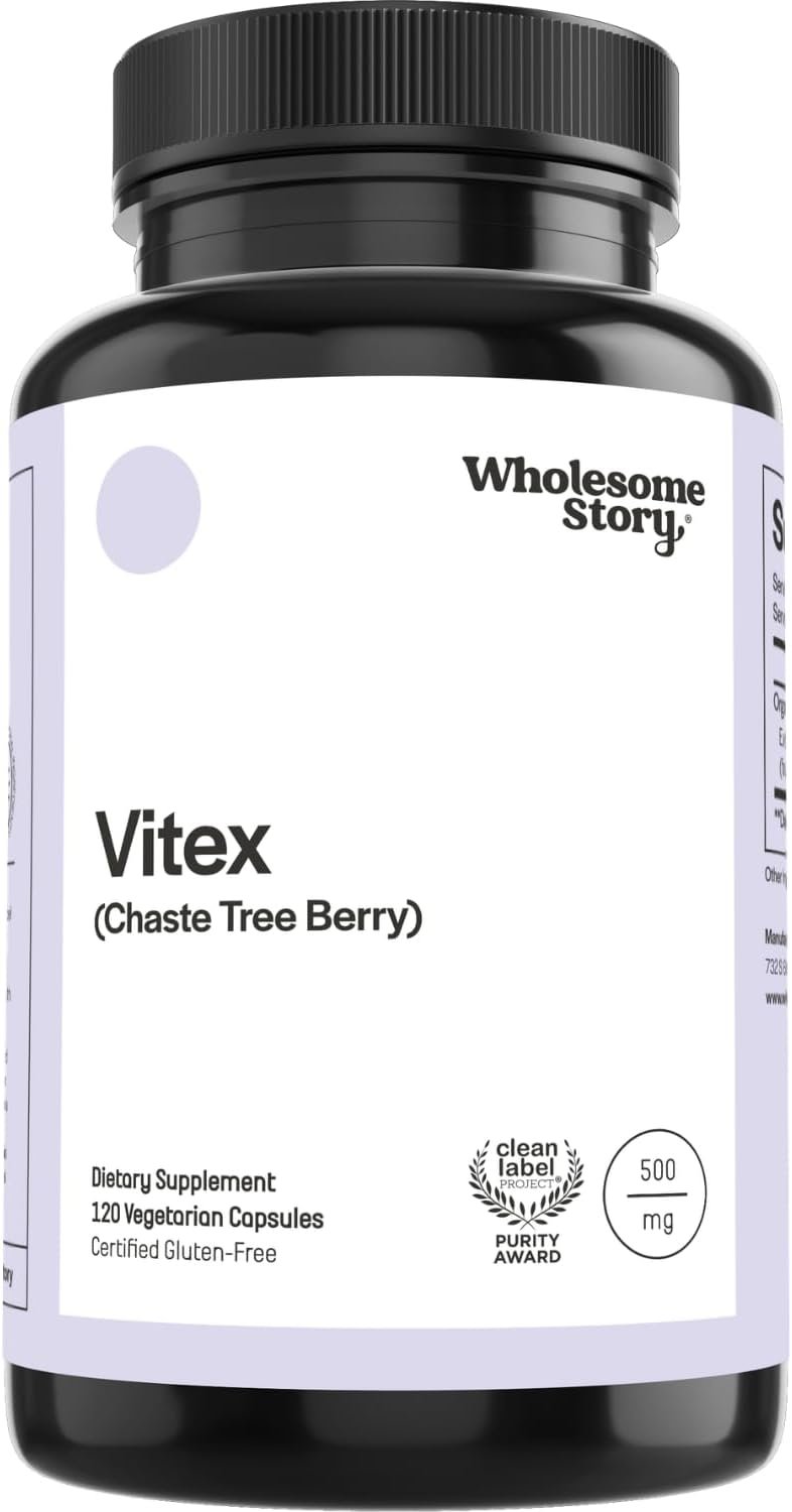 Wholesome Story Vitex Chasteberry Supplement for Women | Hormone Balance, Fertility Support & Period Regulation | Vitex Berry Agnus Castus Extract | 120 Capsules | Chaste Tree Berry