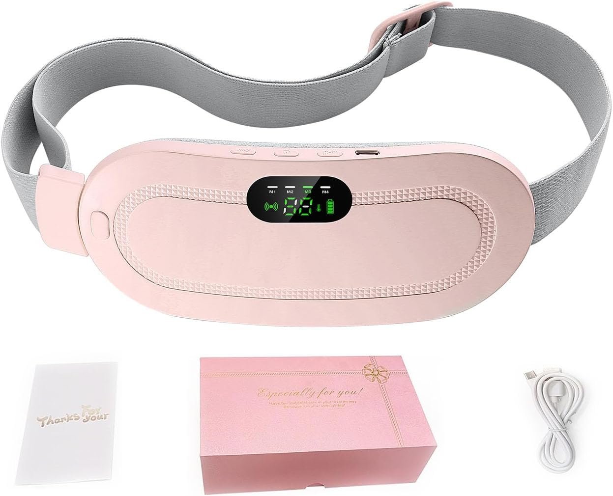 Heating Pad for Period Cramps, Three-Speed Adjustment, Portable Cordless Rechargeable Heating Pad for Menstrual Pain Relief Electric Heat Belt, Gifts for Loved Ones Girl Wife (Pink)