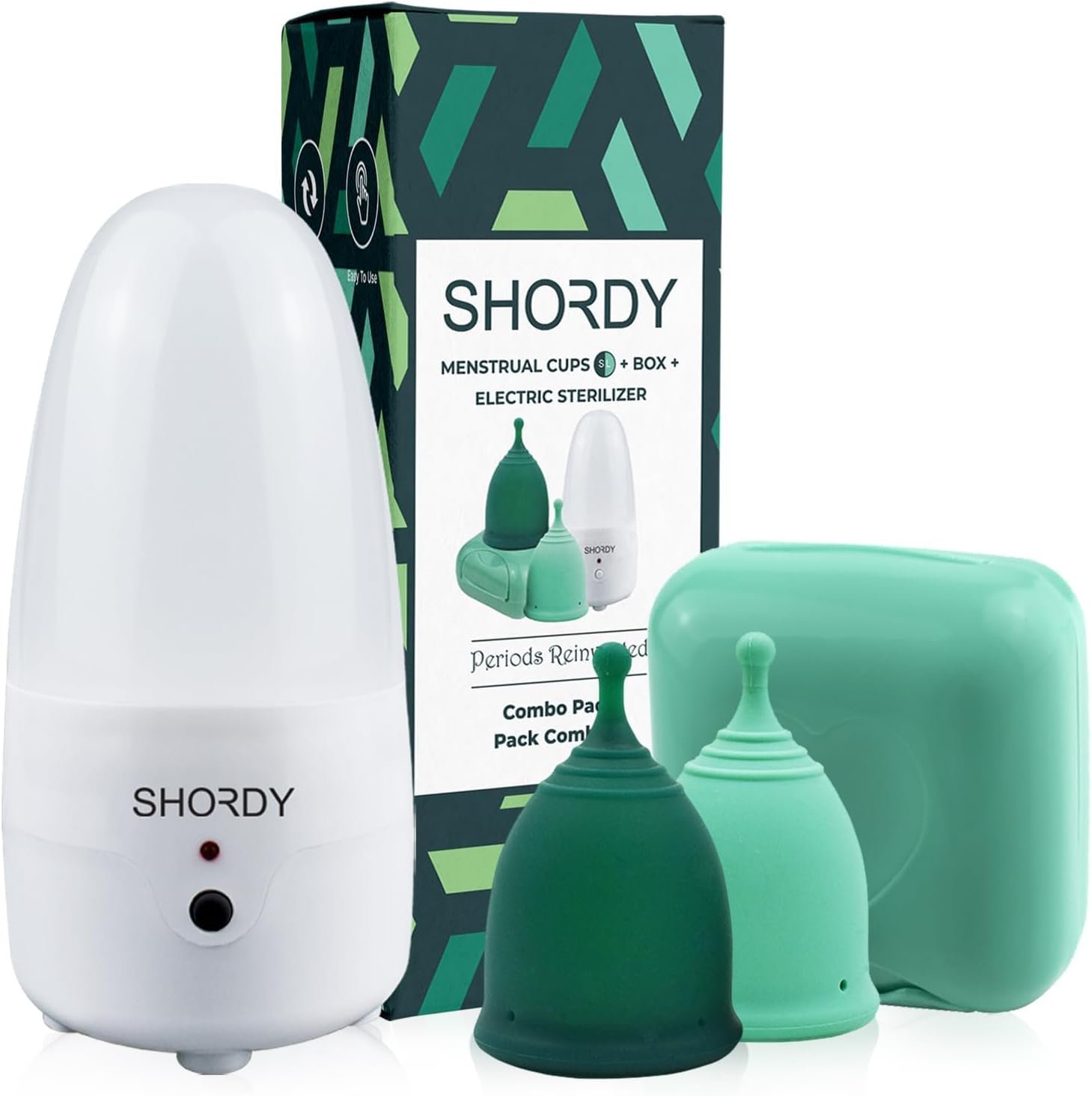 SHORDY Menstrual Cups Beginner Kit – Small & Large with Electric Sterilizer