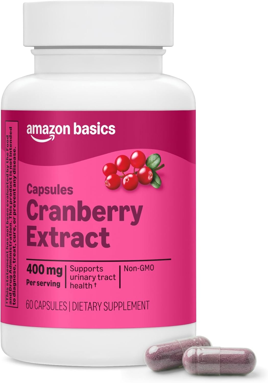 Amazon Basics Cranberry Extract Vegetarian Capsules, 400 mg, 60 Count