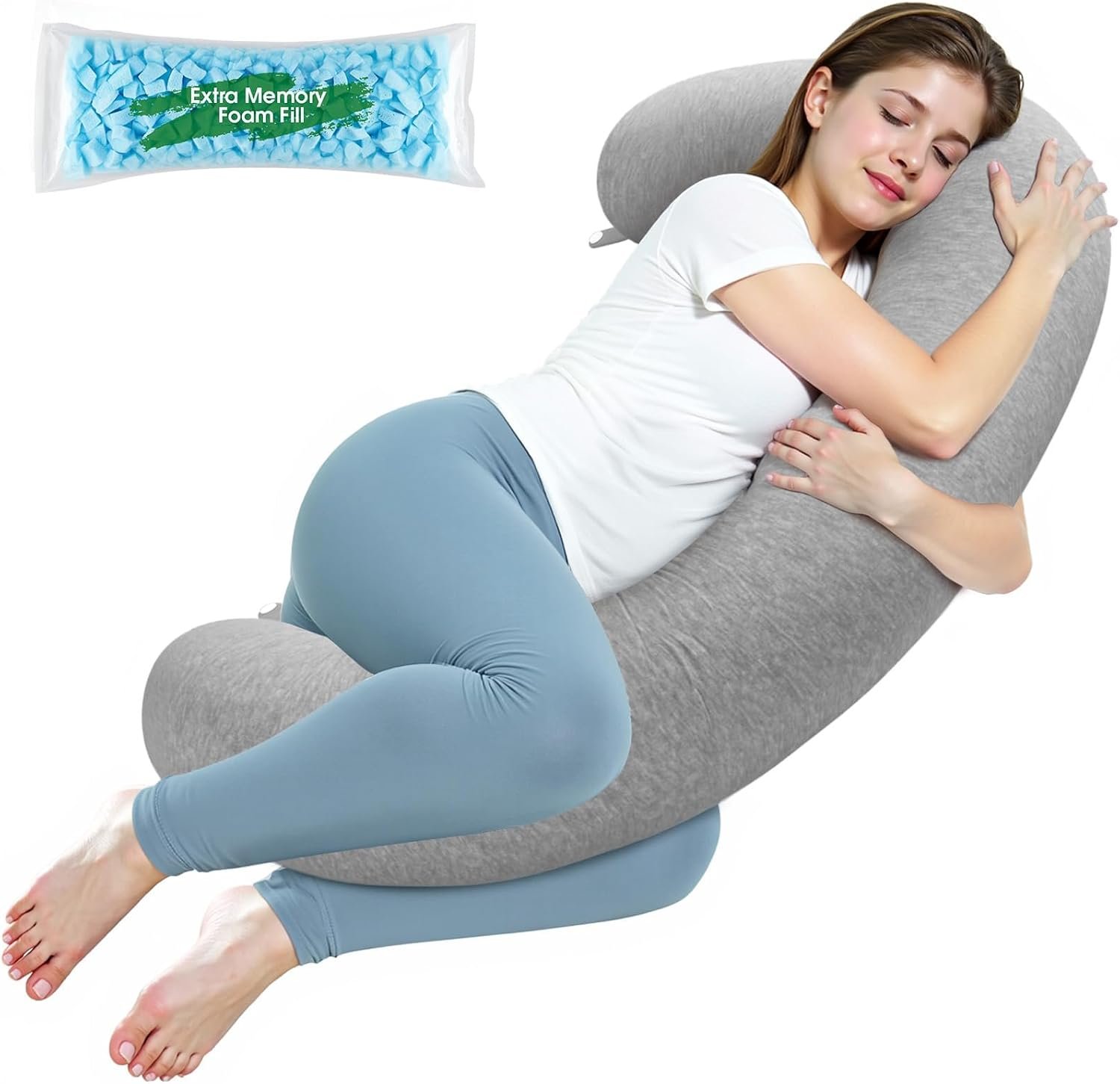 SweetSlubr Body Pillow, Memory Foam Pregnancy Pillow Leg Pillow 47.2×9.8in