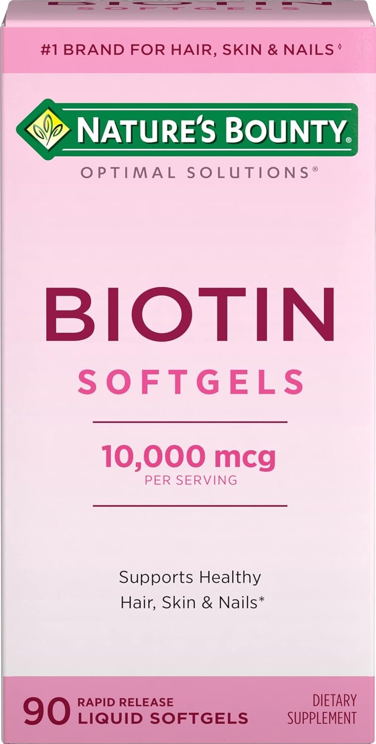 Nature’s Bounty Biotin 10000mcg Supplement, 90 Rapid Release Softgels