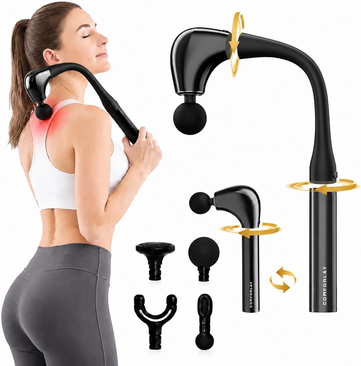 2-in-1 Detachable Muscle Massage Gun Deep Tissue with Extension Handle