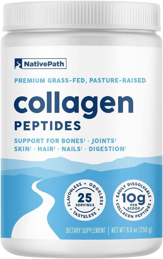 NativePath Collagen Peptides – Hydrolyzed Type 1 & 3 Collagen Powder for Skin, Hair, Nails – 8.8 oz (25 Servings)
