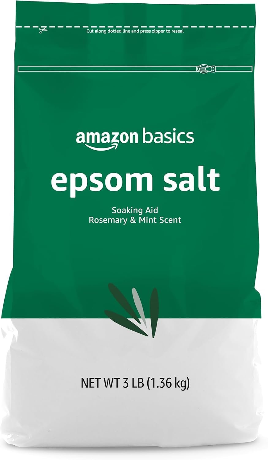 Amazon Basics Epsom Salt Soaking Aid, Soothing Rosemary & Mint Scent, 3 Pound (Pack of 1) (Previously Solimo)