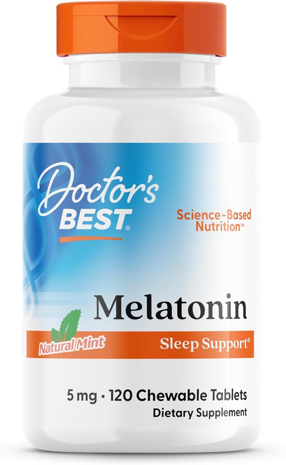 Doctors Best Melatonin 5mg Chewables for Adults – Sleep Support for Men & Women, Melatonin Supplement 5 mg, Gluten Free, Vegan, Non GMO, Natural Mint Flavor – 120 Chewable Tablets