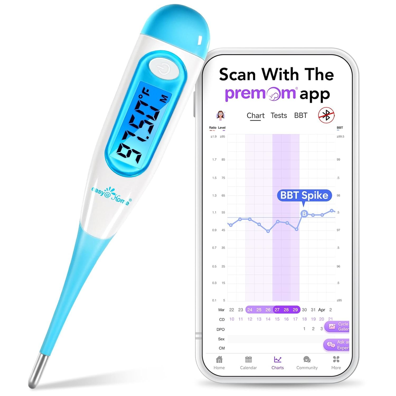 easy@Home Digital Basal Body Thermometer for Adults – Fertility Tracker