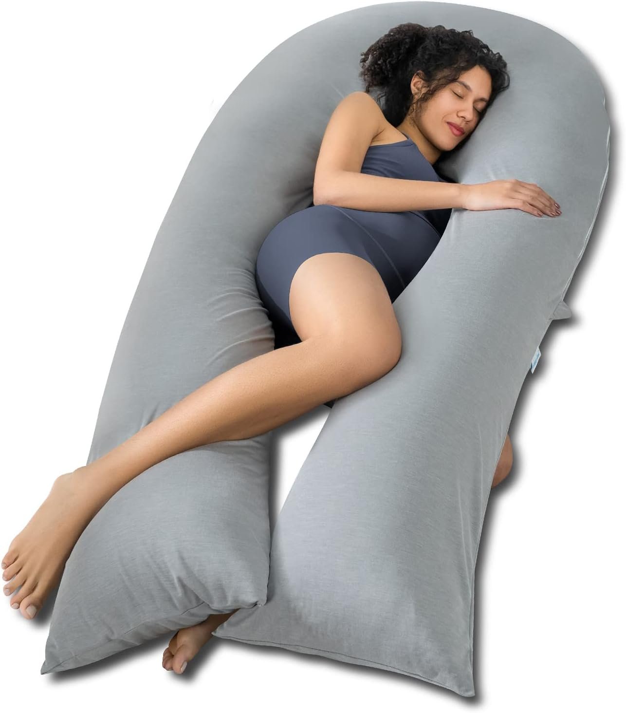 QUEEN ROSE 65 Inch Cooling U Shaped Pregnancy Pillow, Maternity Body Pillow