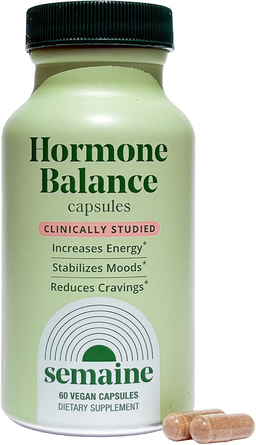 Semaine Hormone Balance for Women – Womens Hormone Balance Supplement & Premenopausal Supplements for Women – Methylated Folate, B Vitamins, Magnesium, Zinc, Berberine Phytosome & Grapeseed – 60 count