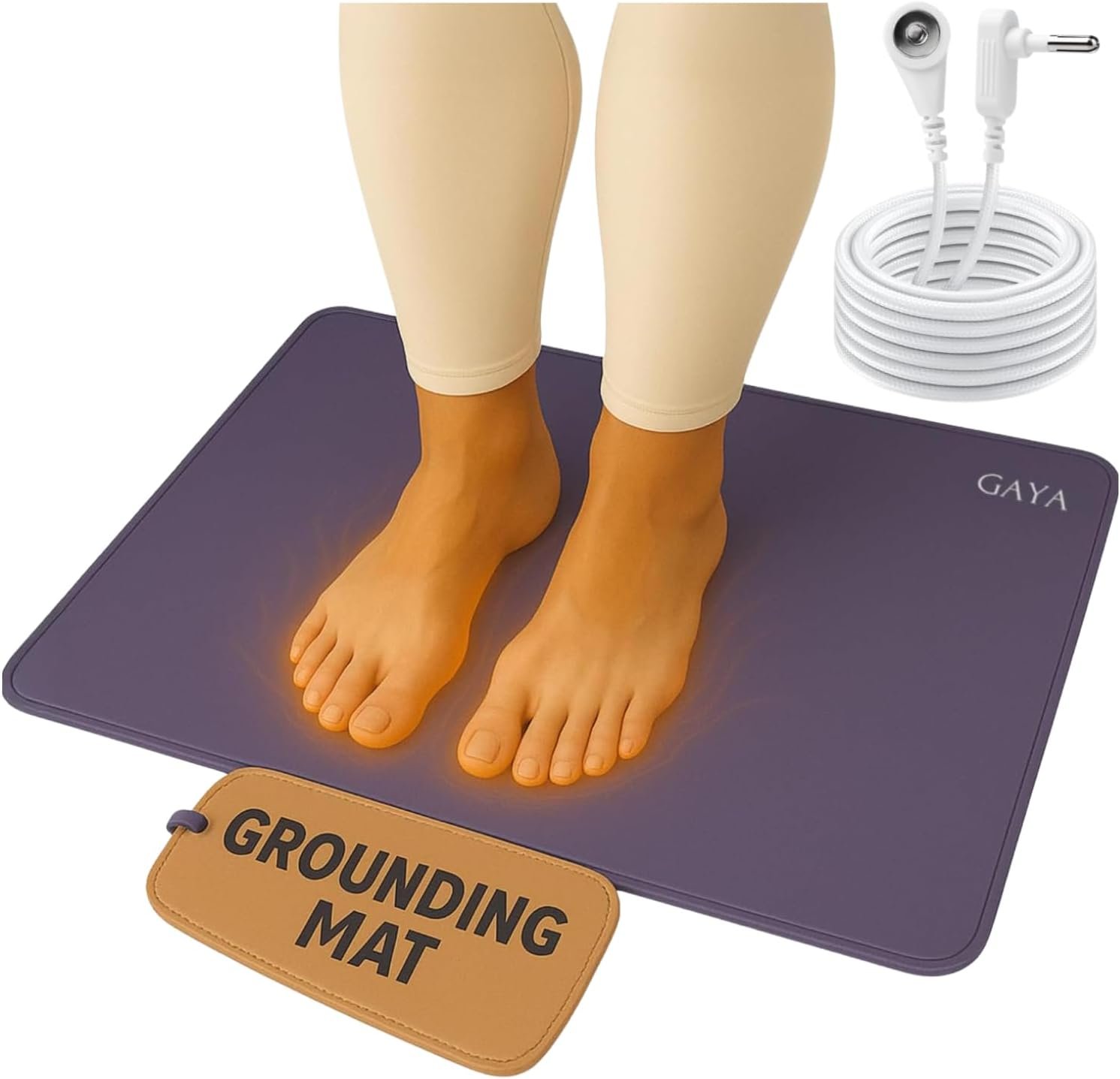 Grounding Mat for Feet, Sleep Improvement, Back Pain Relief, Muscle Relaxation & Stress, Earthing Pads for Bed, Ground for Desk, Earth Mats, Bedding Pad (24”X16”)