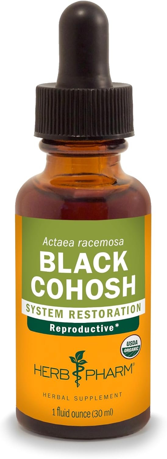 Herb Pharm Certified Organic Black Cohosh Liquid Extract for Female Reproductive System Support – 1 Ounce (DBLKCO01)